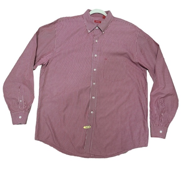 Izod Button-down Dress Shirt White/Red Striped XL - Picture 5 of 9